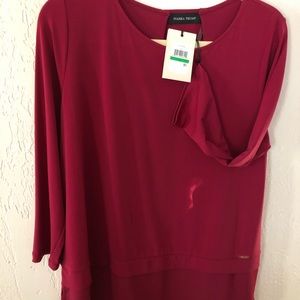 Silky dress top in burgundy
